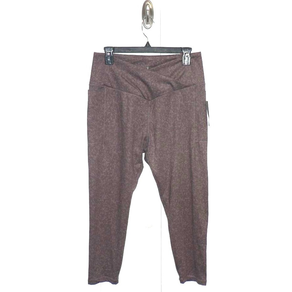 Danskin Womens Endurance Crossover Waist Crop Pocket Leggings in Plum Truffle LG